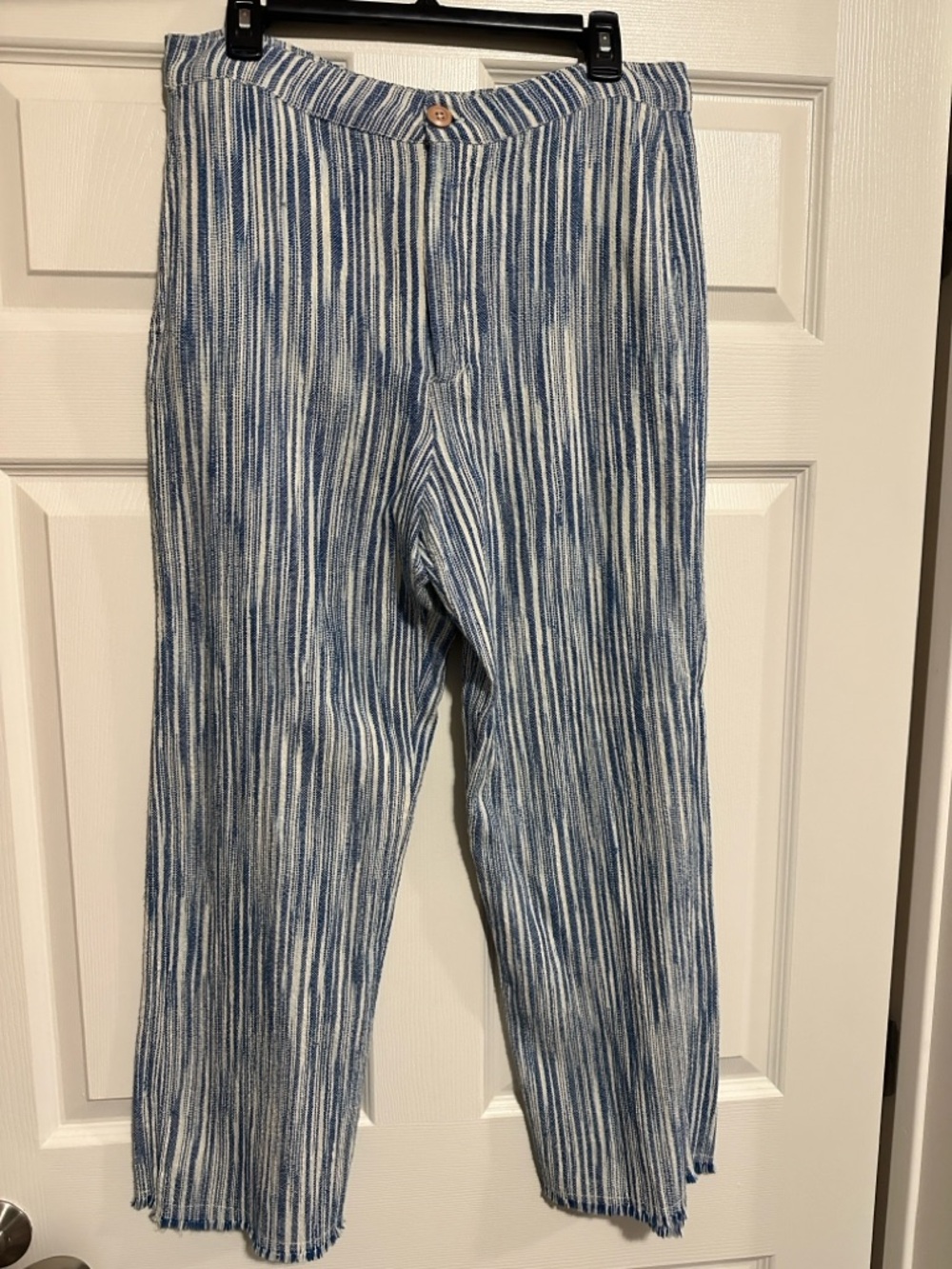 Free People Blue and White Striped Trouser Pants